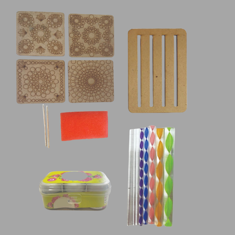 Penkraft Dot Mandala on Engraved Square MDF Tea Coasters Hobbyist Level DIY Kit 