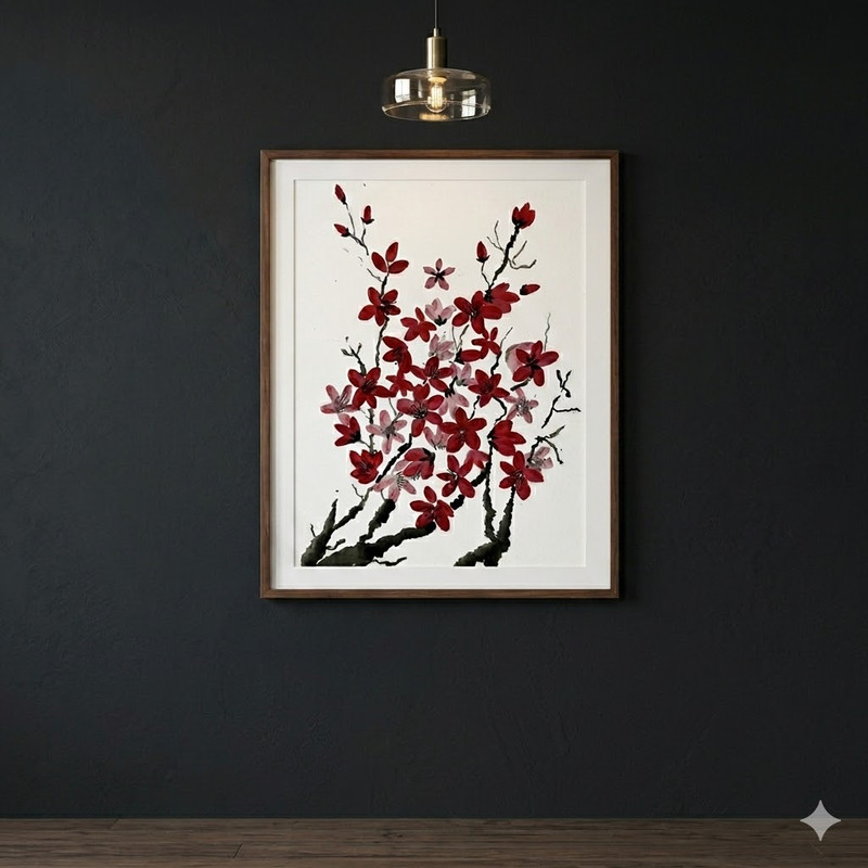 One Stroke Painting on Paper DIY Kit Red Blossom