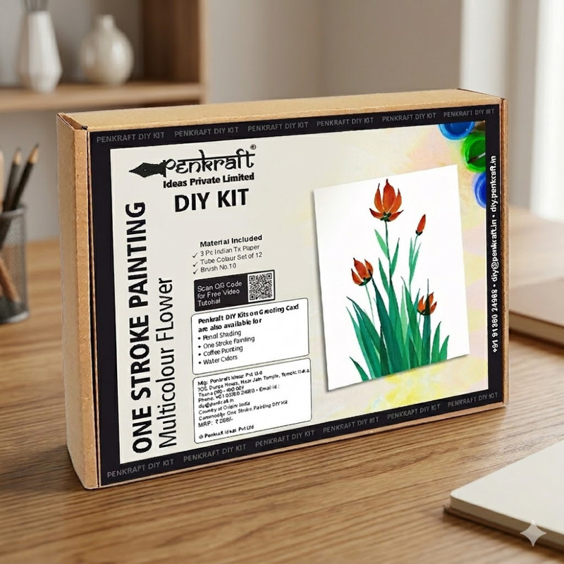 One Stroke Painting on Paper DIY Kit Multi Color Flowers