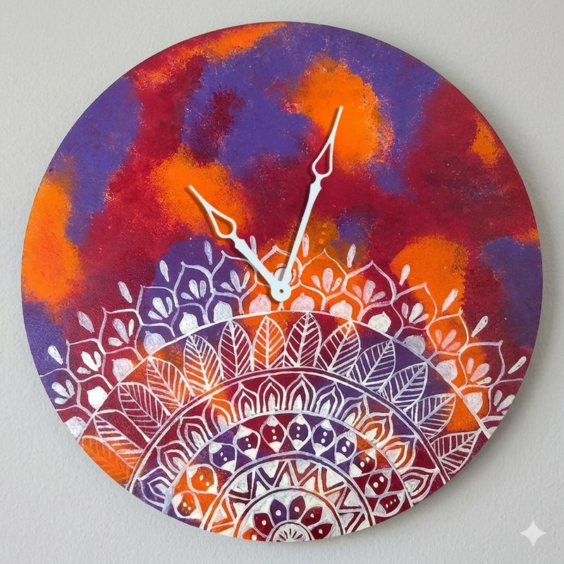 Pen Mandala on MDF Round Clock DIY Kit