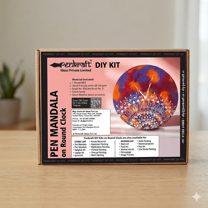 Pen Mandala on MDF Round Clock DIY Kit