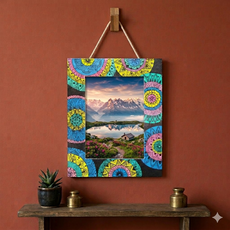 Pen Mandala on MDF Photo Frame DIY Kit