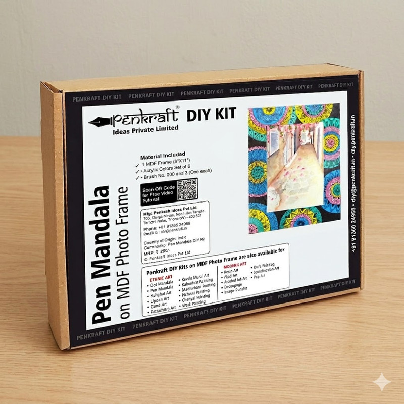 Pen Mandala on MDF Photo Frame DIY Kit