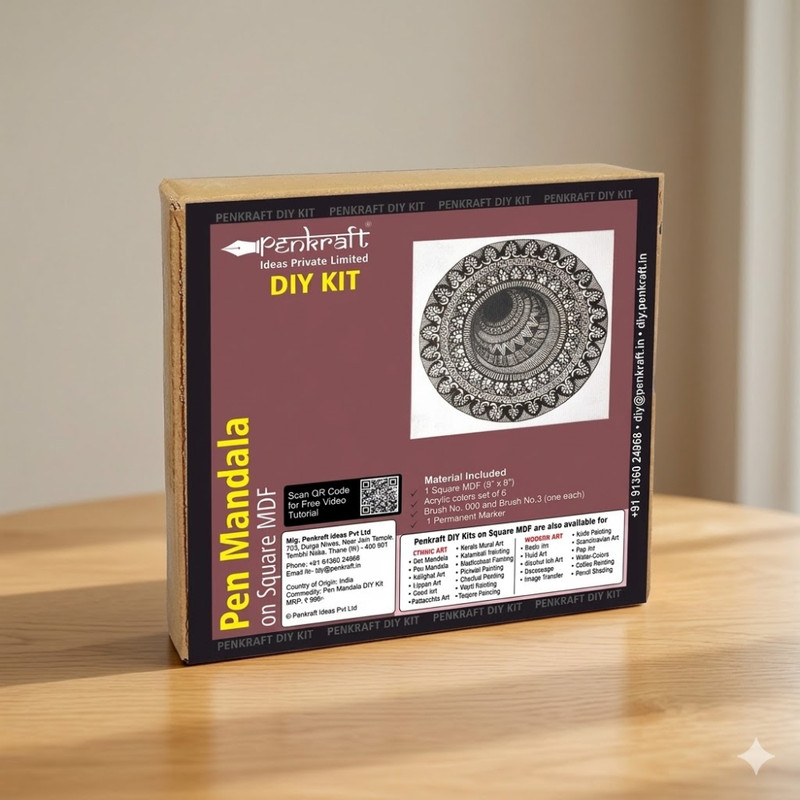 Pen Mandala on MDF Square Board DIY Kit