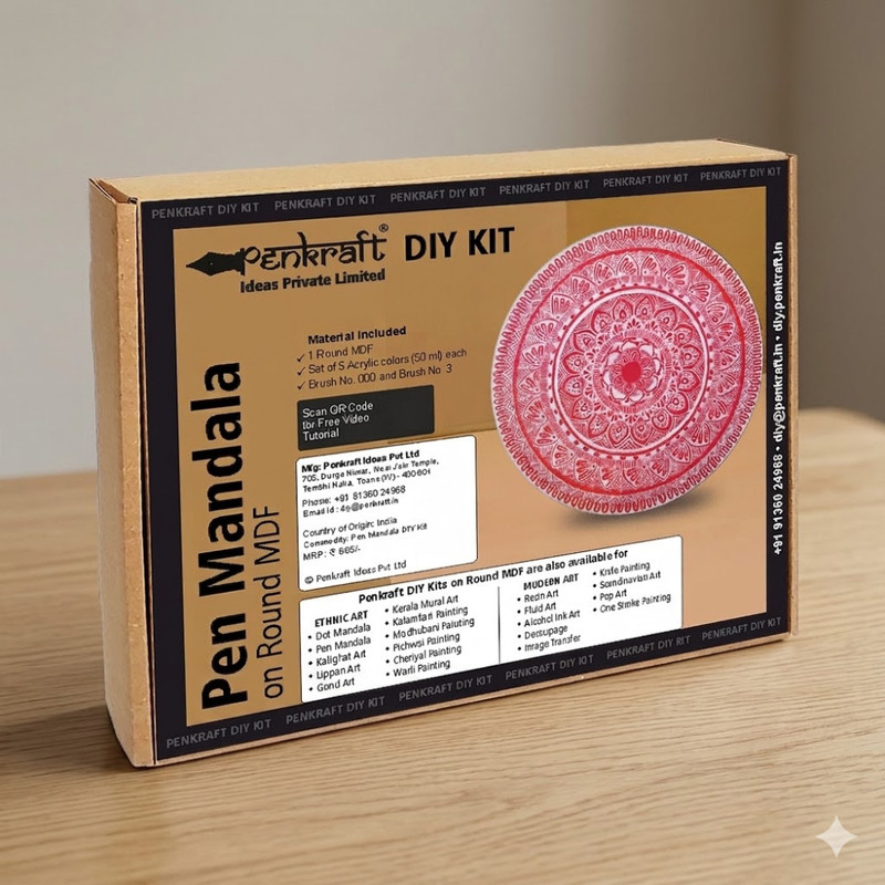 Pen Mandala On Round MDF DIY Kit 
