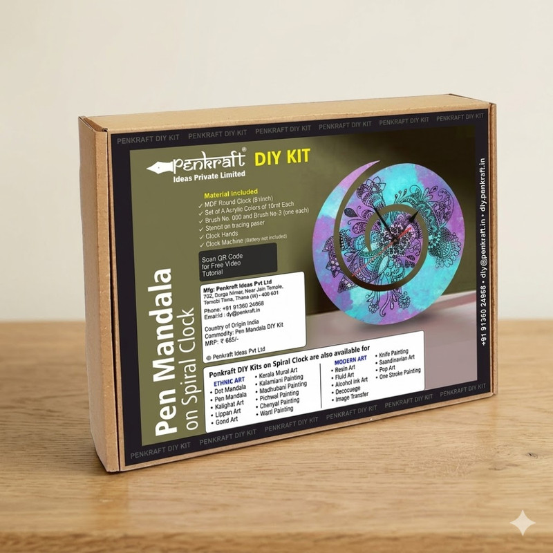 Pen Mandala on MDF Spiral Clock DIY Kit