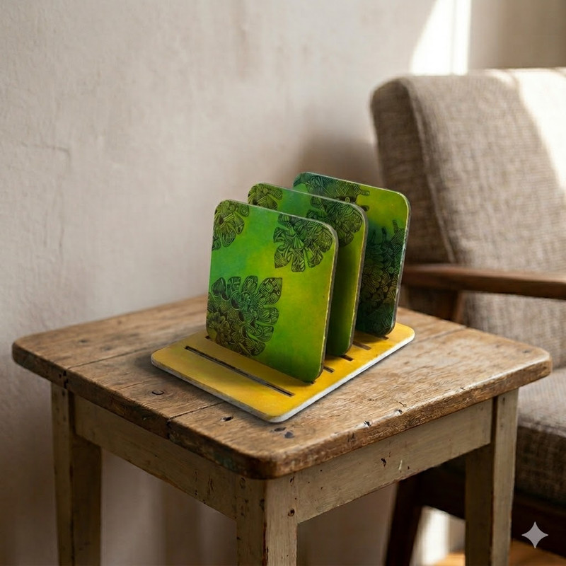 Pen Mandala on Square Tea Coasters with Stand DIY Kit