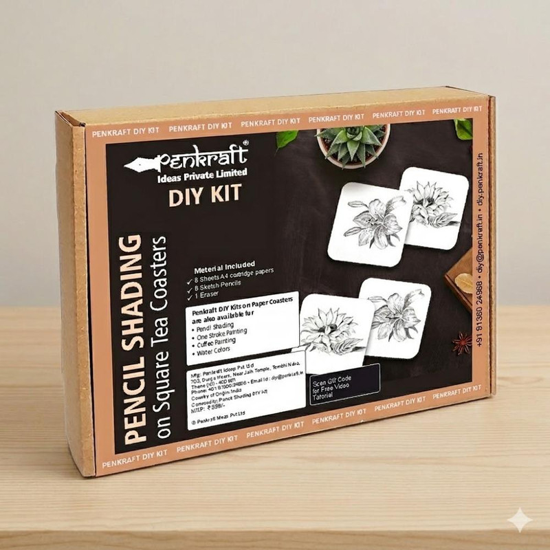Pencil Shading on Square Coasters Diy Kit 