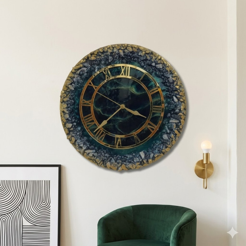 Resin Art Geode Effect on Wall Clock DIY Kit
