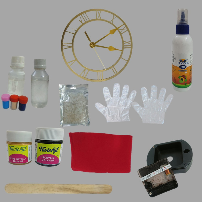 Resin Art Geode Effect on Wall Clock DIY Kit