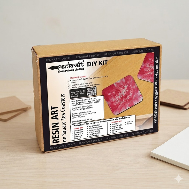 Resin Art on Square Tea Coasters with Stand DIY Kit