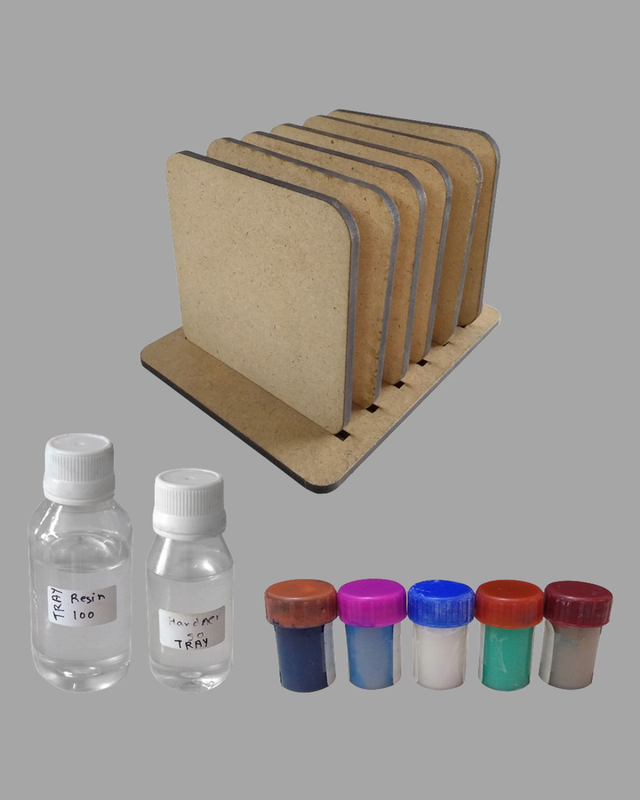 Resin Art on Square Tea Coasters with Stand DIY Kit