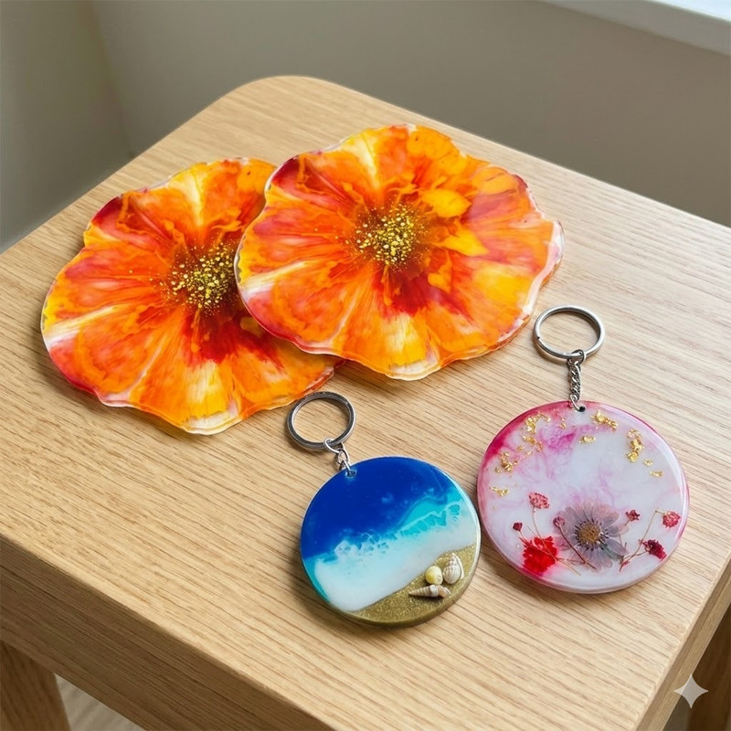 Resin Art with Round Coaster Moulds DIY Kit 