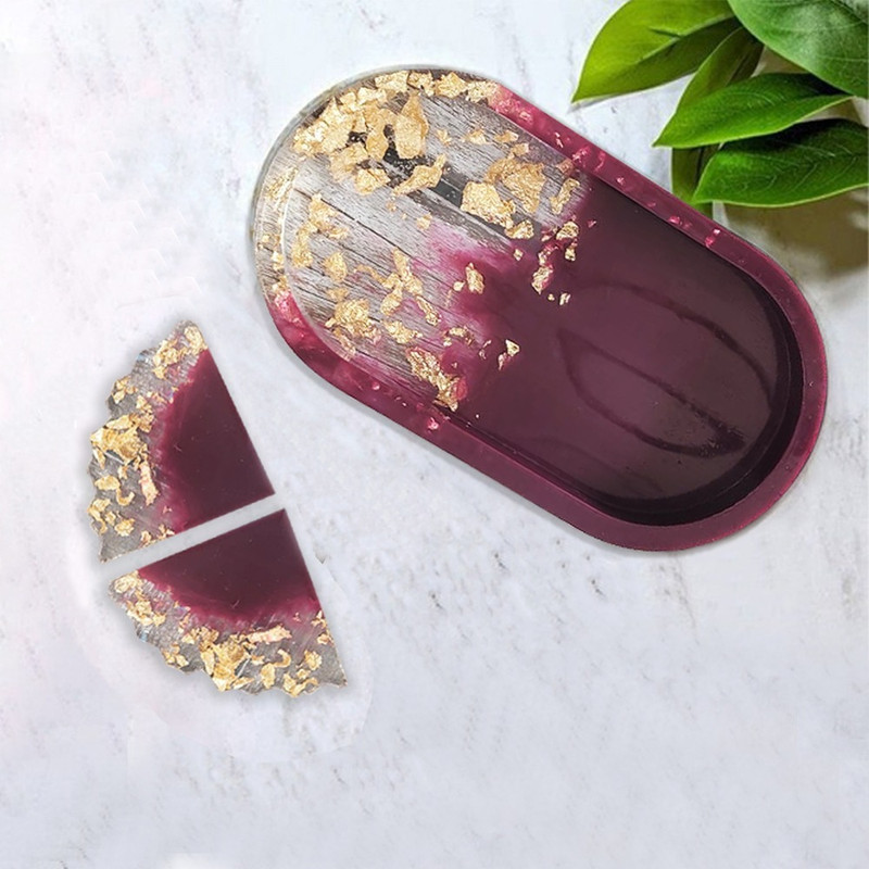 Resin art on Trinket tray with triangular tea coasters mould DIY Kit 