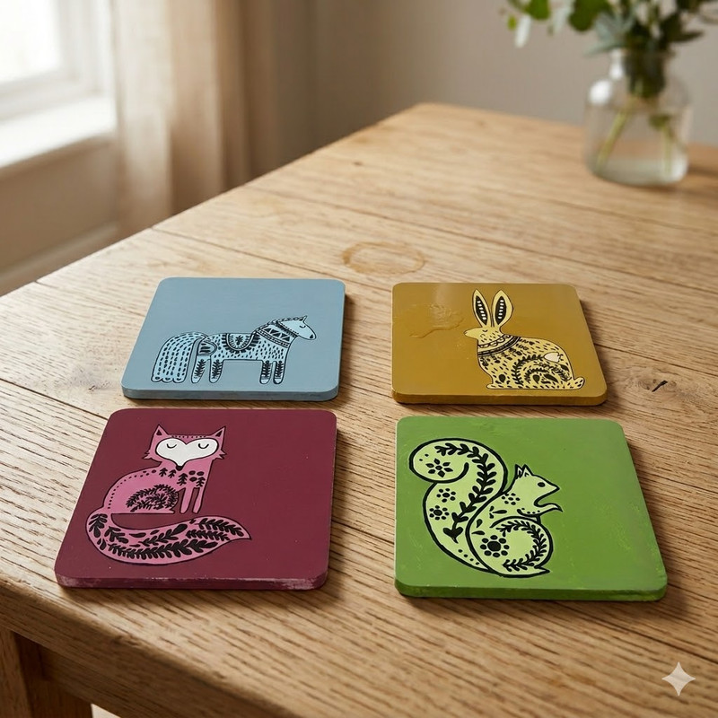 Scandinavian Art on Coasters DIY Kit 