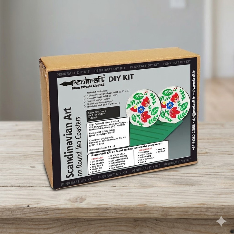 Scandinavian Art on Round Coasters with Stand DIY Kit 