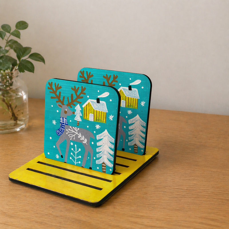 Scandinavian Art on Square Coasters with Stand DIY Kit 