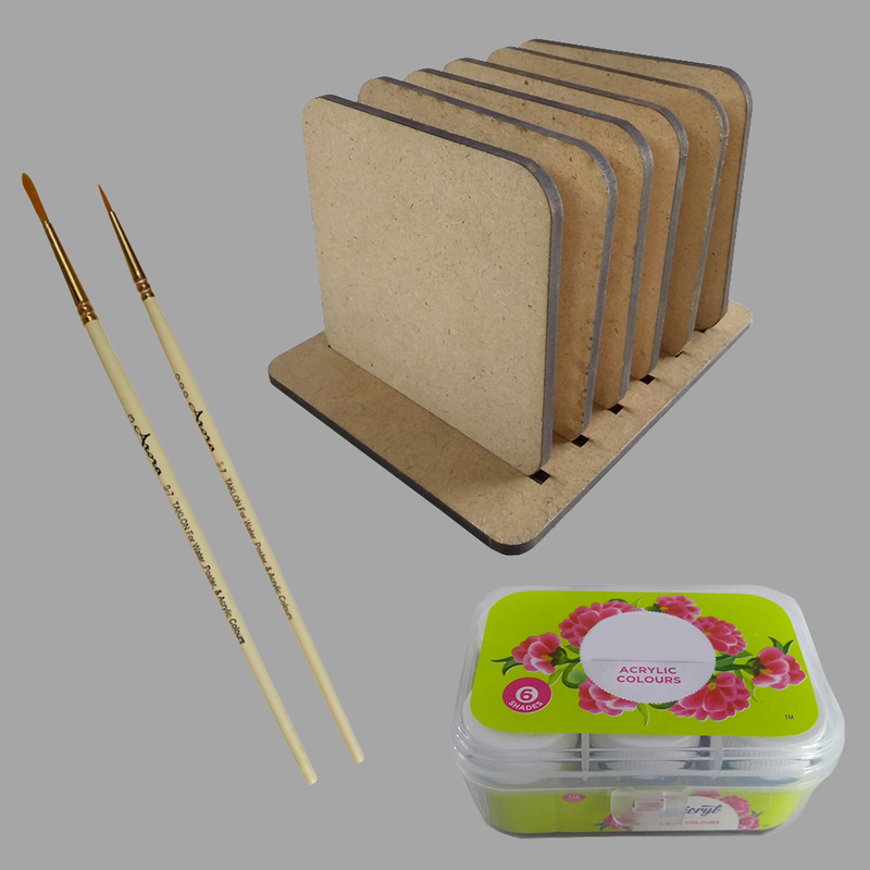Scandinavian Art on Square Coasters with Stand DIY Kit 