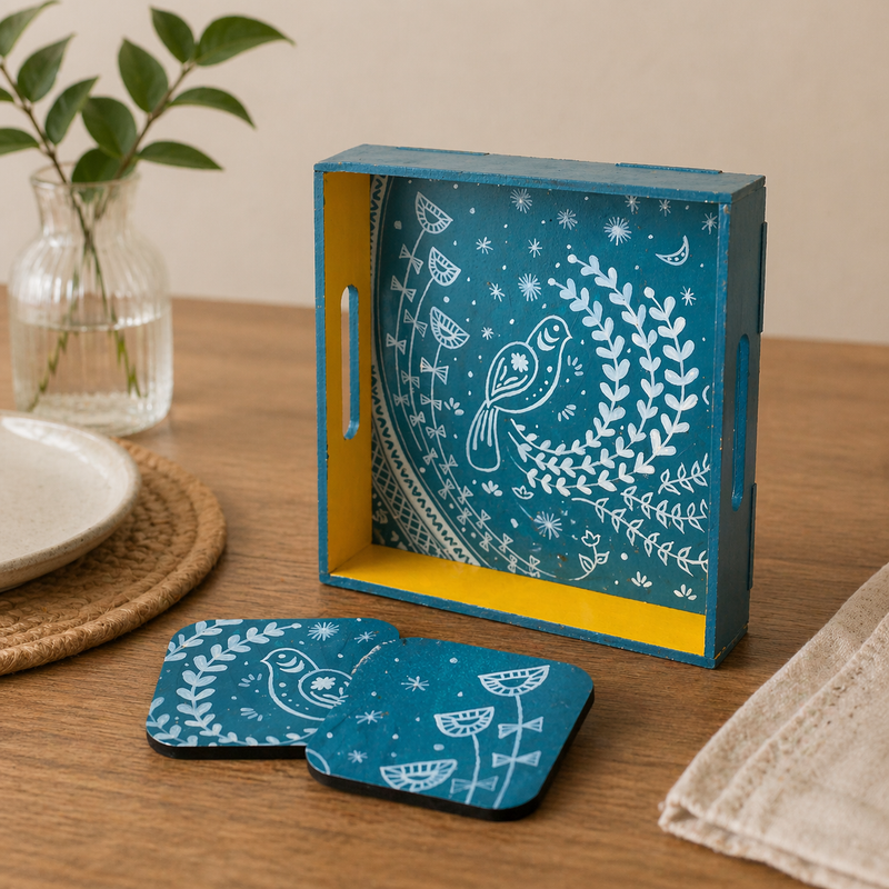 Scandinavian Art on MDF Tray with Square Coasters DIY Kit 