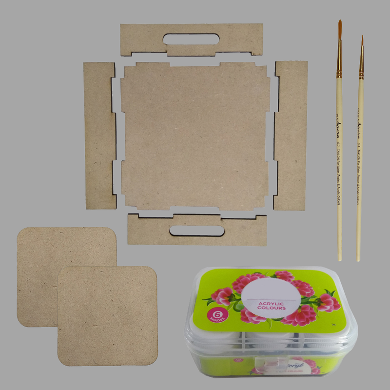 Scandinavian Art on MDF Tray with Square Coasters DIY Kit 