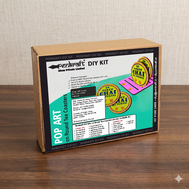 Pop Art on Round Tea Coasters with stand DIY Kit