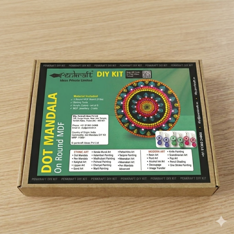 Dot Mandala On Round MDF DIY Kit 