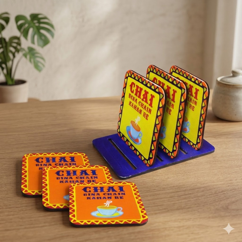 Pop Art on Square Tea Coasters with Stand DIY Kit