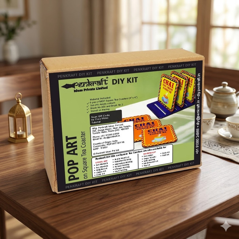 Pop Art on Square Tea Coasters with Stand DIY Kit