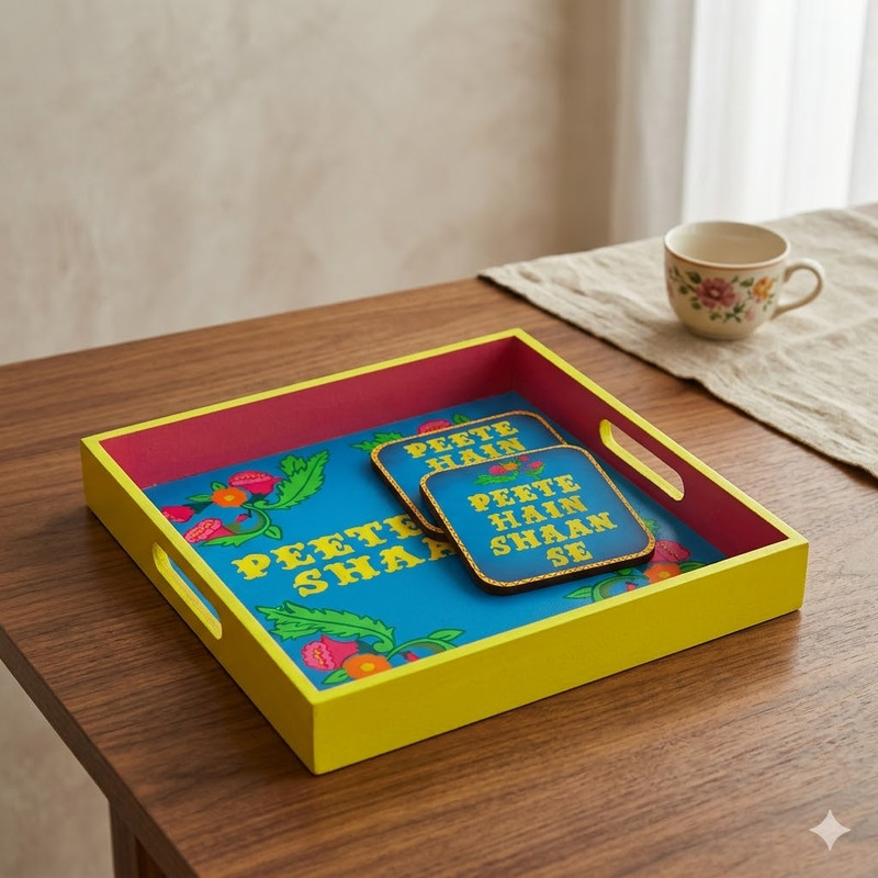 Pop Art on MDF Tray with Square Tea Coasters DIY Kit