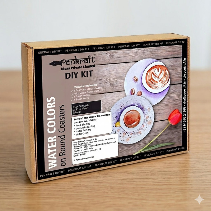 Water Color on Round Coasters DIY Kit 