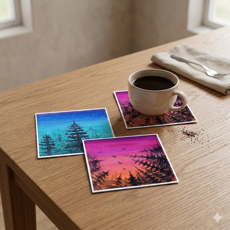 Water Color on Square Coasters DIY Kit