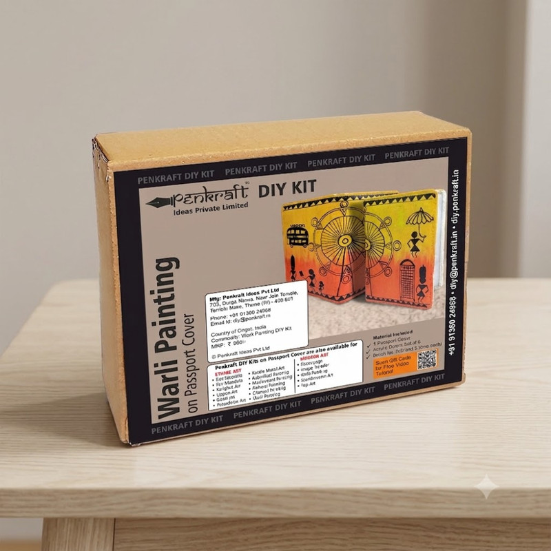 Warli Painting on Passport Cover DIY Kit