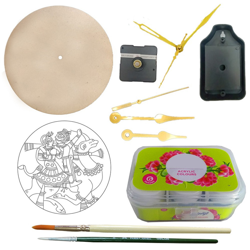 Phad Painting on MDF Wall Clock DIY kit with Free video tutorial