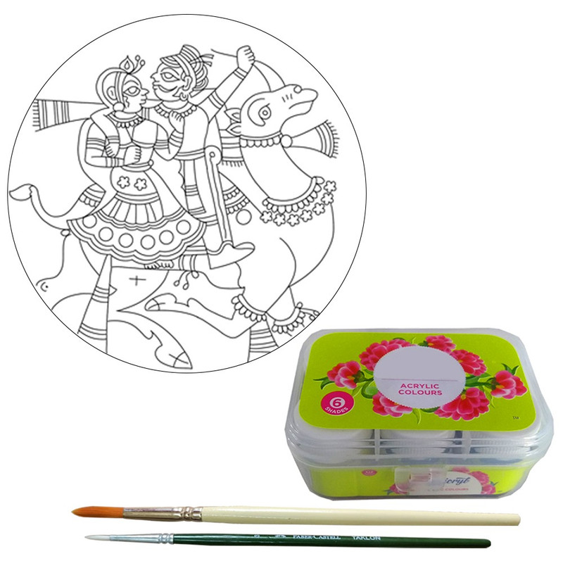 Phad Painting on MDF Wall Clock DIY kit with Free video tutorial
