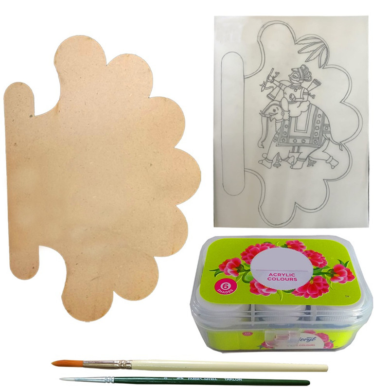 Penkraft Phad Painting on MDF Hand Fan DIY kit with Free video tutorial