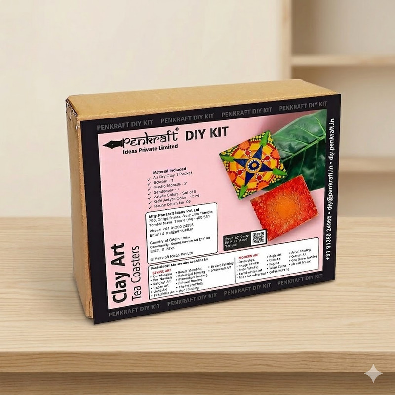 Penkraft Clay art Tea Coasters DIY Kit with Free video tutorial