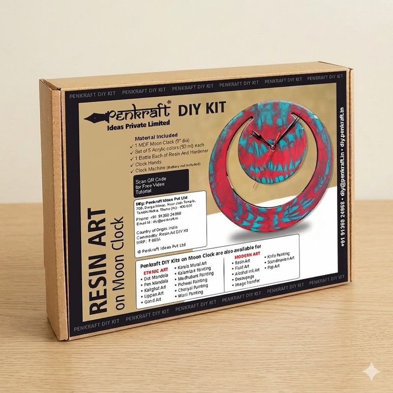 Resin Art on MDF Moon Clock DIY Kit