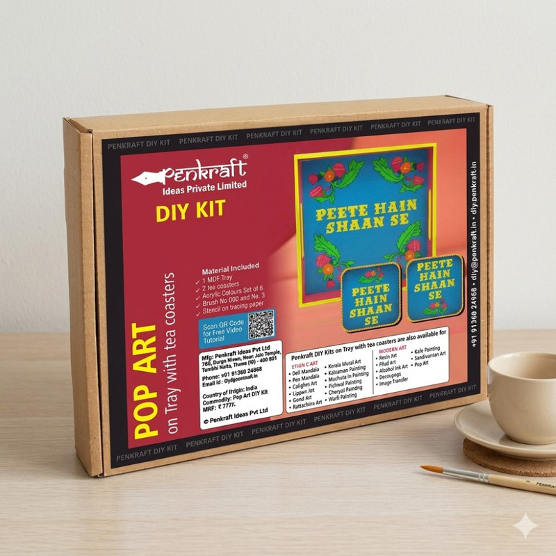 Pop Art on MDF Tray with Square Tea Coasters DIY Kit
