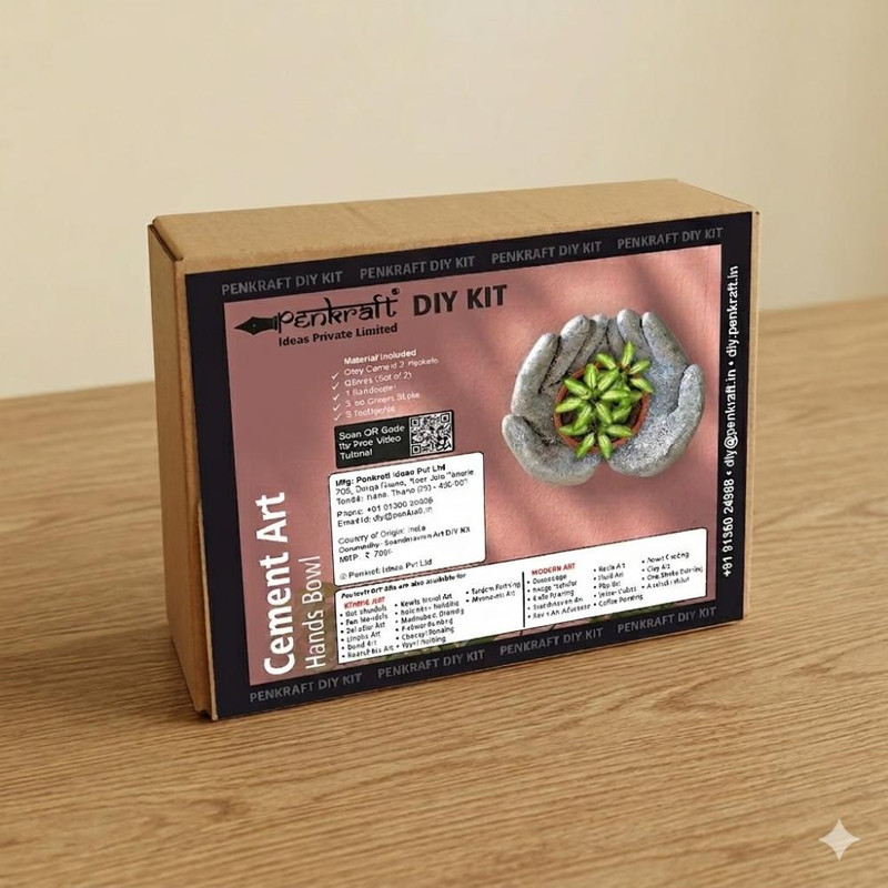 Penkraft Cement art hands bowl DIY Kit with Free video tutorial