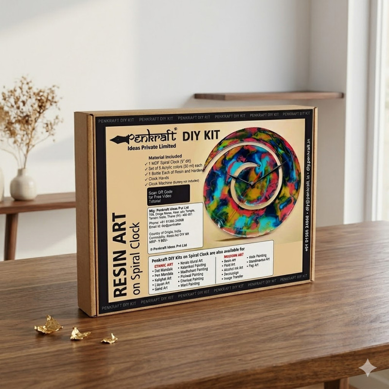 Resin Art on MDF Spiral Clock DIY Kit