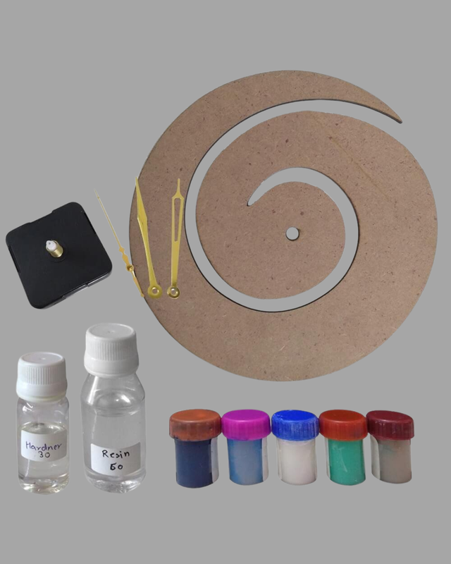 Resin Art on MDF Spiral Clock DIY Kit