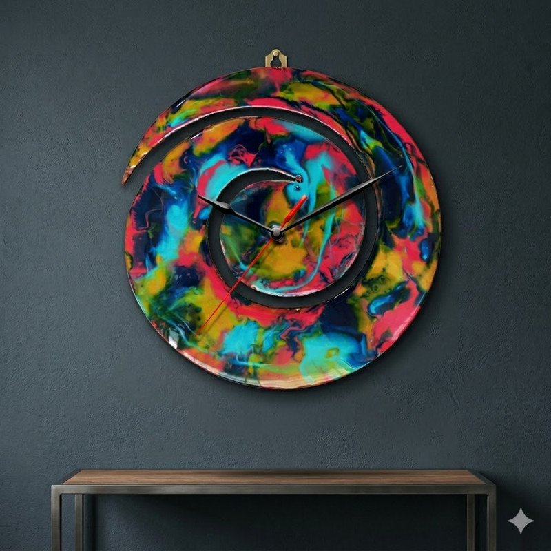 Resin Art on MDF Spiral Clock DIY Kit