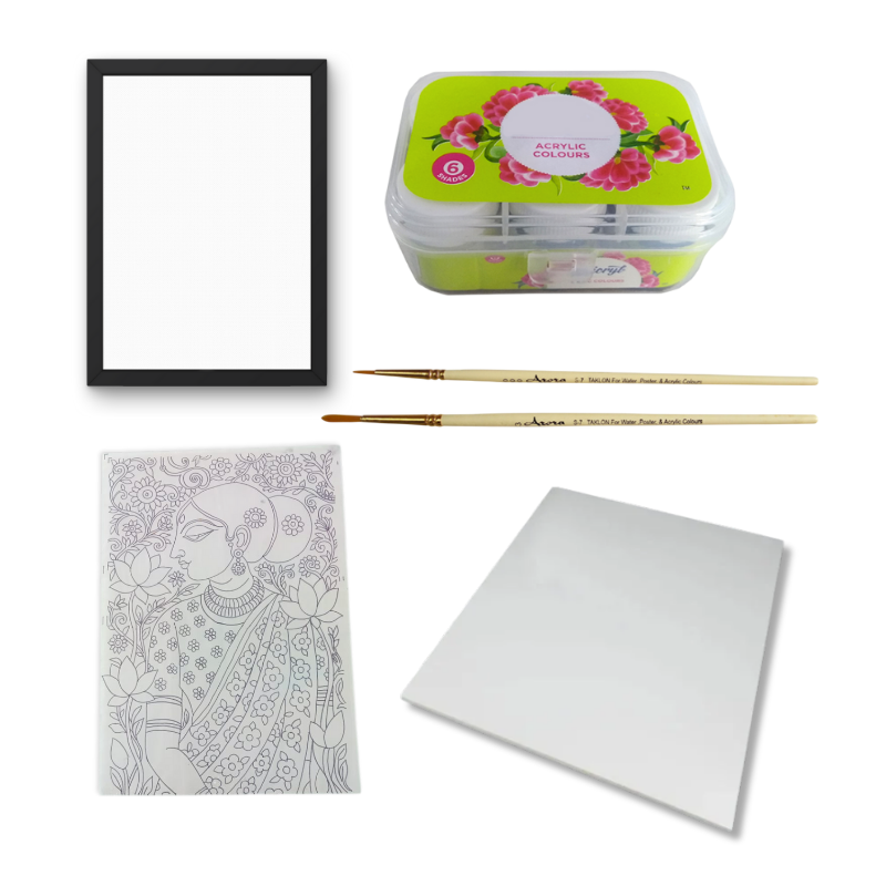 Penkraft Sakhi Art on Sunboard Frame DIY Kit | Complete DIY Craft Kit for Beginners & Hobby Artists
